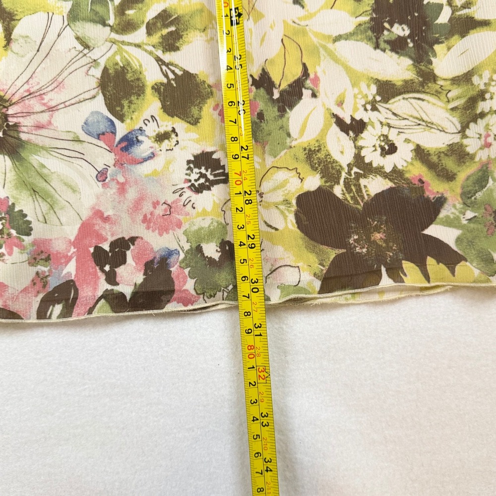Liz Claiborne Floral Midi Skirt Brown Elastic Waist Chiffon Lined Green Pink M - Picture 4 of 8